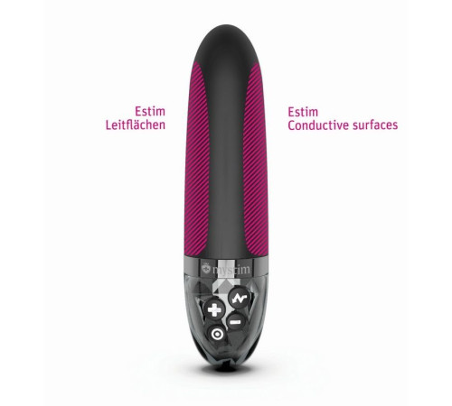 Черный вибратор с электростимуляцией Sleak Freak - 14 см.