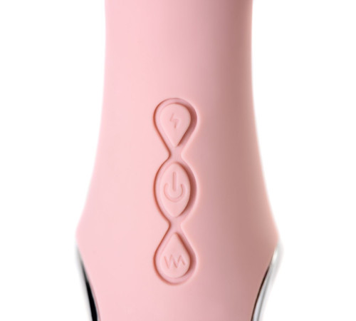 Розовый силиконовый вибратор с электростимуляцией GALVANI VIBE - 21 см.