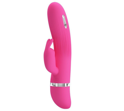 Розовый вибратор Ingram с электростимуляцией - 19,2 см.