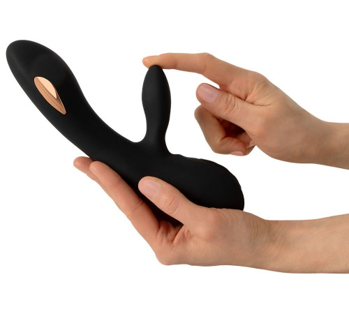 Черный вибратор-кролик с электростимуляцией E-Stim Rabbit Vibrator - 20,5 см.