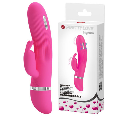 Розовый вибратор Ingram с электростимуляцией - 19,2 см.
