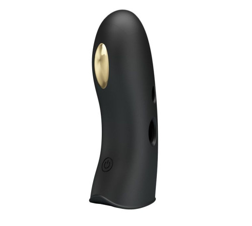 Черная вибронасадка на палец с электростимуляцией Marico