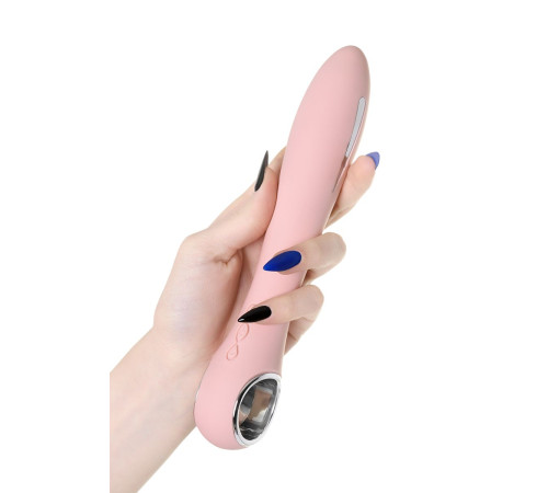 Розовый силиконовый вибратор с электростимуляцией GALVANI VIBE - 21 см.