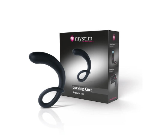Черный массажер простаты Curving Curt - 13 см.