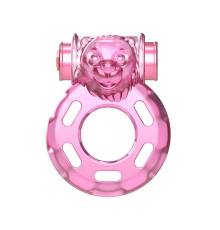 Розовое эрекционное кольцо с вибрацией Pink Bear