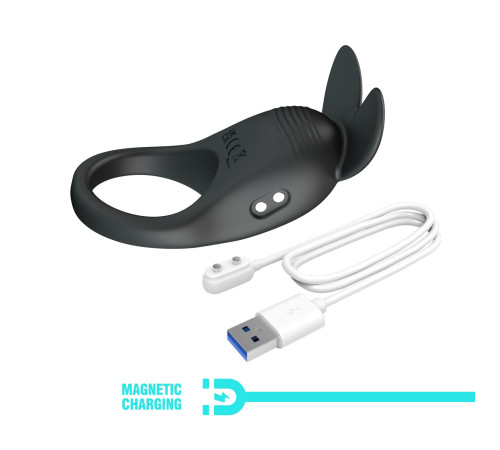 Черное перезаряжаемое виброкольцо Carlton