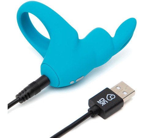 Голубое эрекционное виброкольцо Happy Rabbit Rechargeable Rabbit Cock Ring