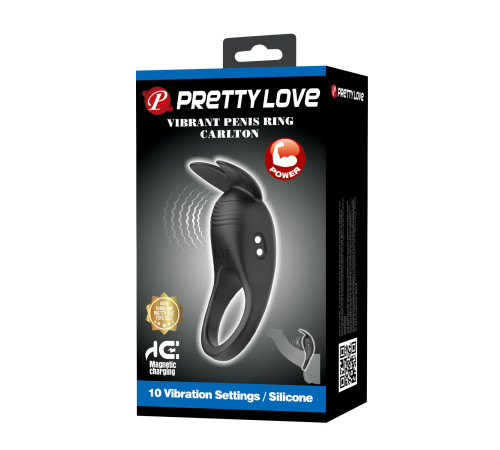 Черное перезаряжаемое виброкольцо Carlton