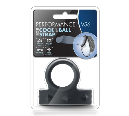 Черное эрекционное кольцо с подхватом мошонки на кнопках VS6