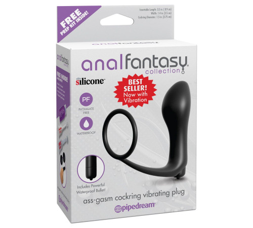 Анальная пробка с вибрацией с эрекционным кольцом Ass-Gasm Cockring Vibrating Plug Анальная пробка с вибрацией с эрекционным кольцом Ass-Gasm Cockring Vibrating Plug