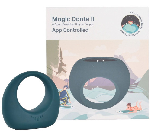Бирюзовое эрекционное smart-кольцо Magic Motion Dante II