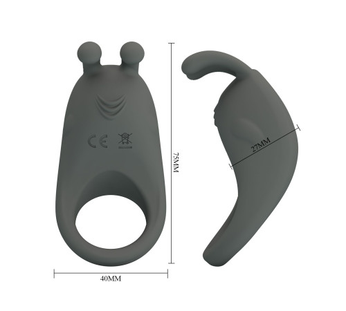 Серое эрекционное кольцо с вибрацией Master Ring
