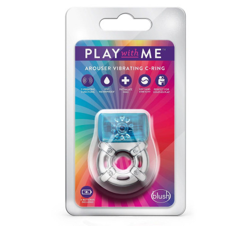 Синее эрекционное виброкольцо One Night Stand Vibrating C-Ring