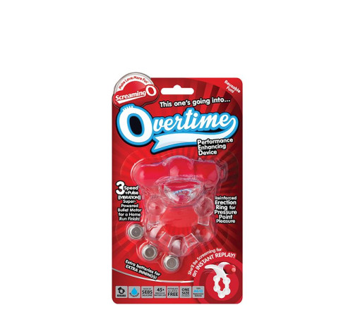 Виброкольцо с язычком и красным виброэлементом Overtime Виброкольцо с язычком и красным виброэлементом Overtime