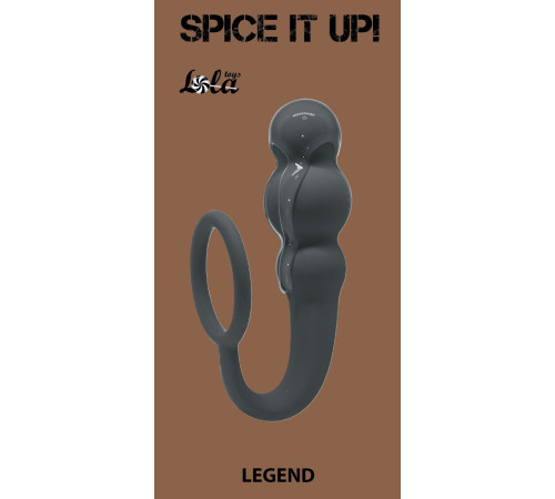 Серое эрекционное кольцо Legend с анальным стимулятором