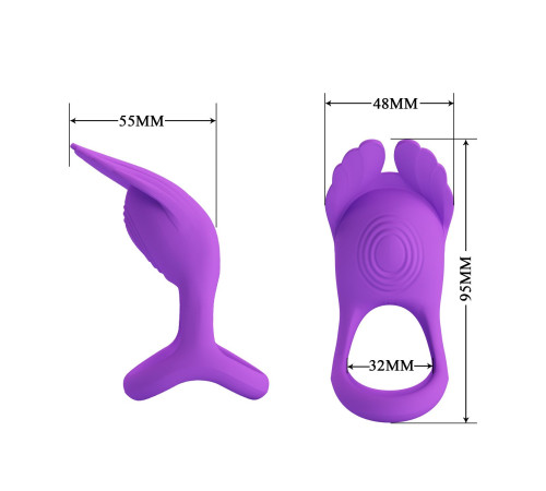 Фиолетовое перезаряжаемое виброкольцо на пенис Silas