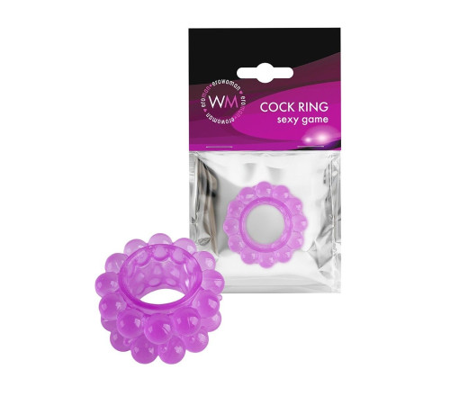 Лиловое эрекционное кольцо с 2 рядами стимулирующих шариков