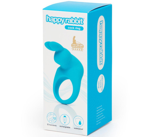 Голубое эрекционное виброкольцо Happy Rabbit Rechargeable Rabbit Cock Ring