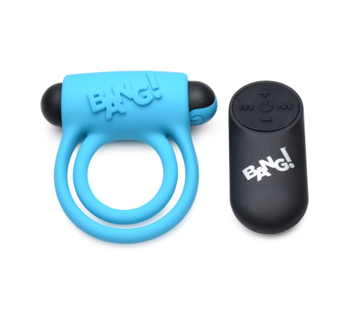 Голубое эрекционное виброкольцо 28X Remote Control Vibrating Cock Ring   Bullet