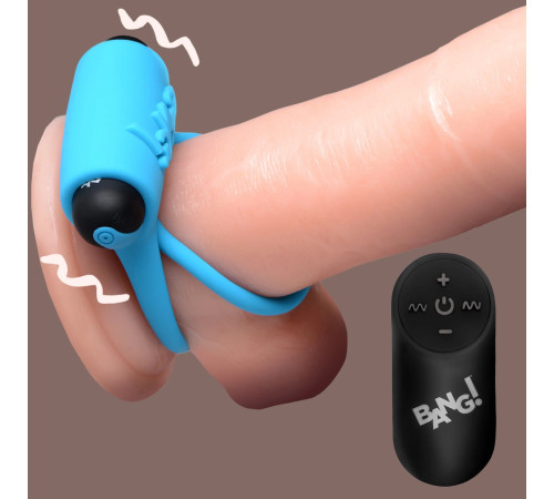 Голубое эрекционное виброкольцо 28X Remote Control Vibrating Cock Ring   Bullet