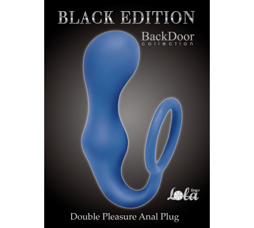 Синее эрекционное кольцо с анальной пробкой Double Pleasure Anal Plug