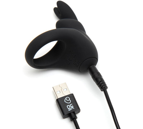 Черное эрекционное виброкольцо Happy Rabbit Rechargeable Rabbit Cock Ring