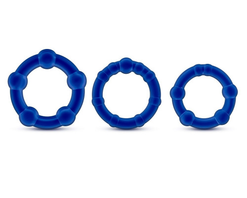 Заказать Набор из 3 синих эрекционных колец Stay Hard Beaded Cockrings