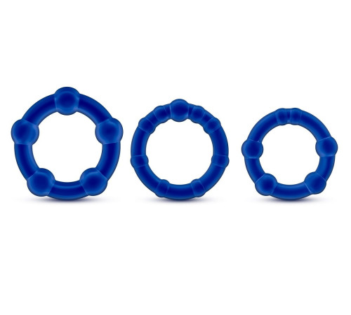 Набор из 3 синих эрекционных колец Stay Hard Beaded Cockrings
