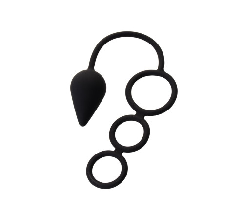 Тройное эрекционное кольцо с анальным хвостом Drop M-size