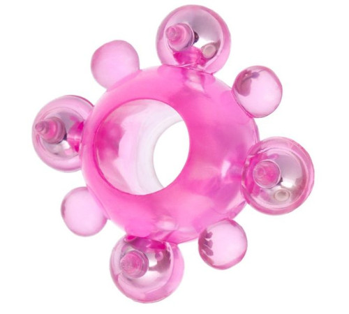 Розовое эрекционное кольцо c бусинками