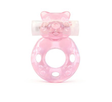 Розовое эрекционное виброкольцо в форме мишки