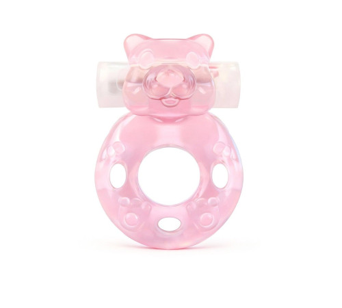 Розовое эрекционное виброкольцо в форме мишки