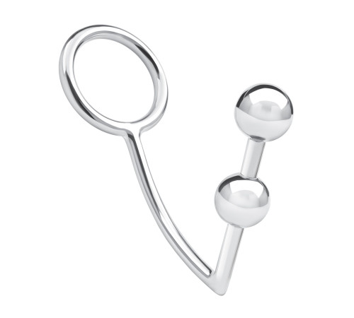 Кольцо на пенис с анальным стимулятором Two Bead Stainless Steel Anal Hook Cock Ring Кольцо на пенис с анальным стимулятором Two Bead Stainless Steel Anal Hook Cock Ring
