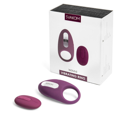 Фиолетовое эрекционное кольцо Winni с вибрацией и пультом ДУ