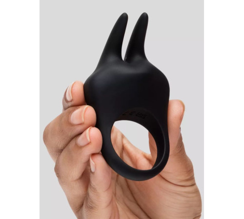 Черное эрекционное виброкольцо Sensation Rechargeable Vibrating Rabbit Love Ring
