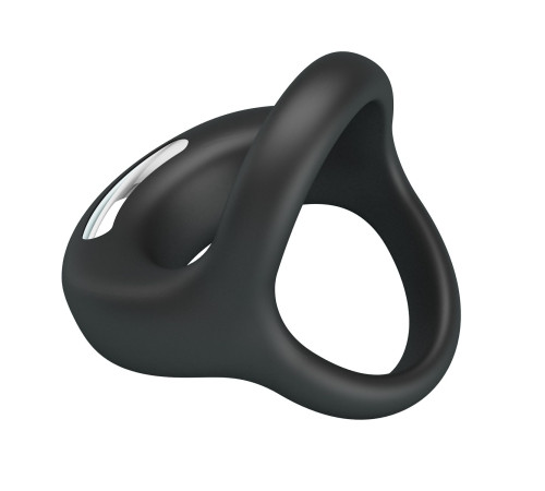 Черное виброкольцо на пенис и мошонку Elliott