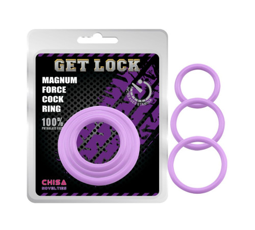 Набор из 3 сиреневых эрекционных колец Magnum Force Cock Ring