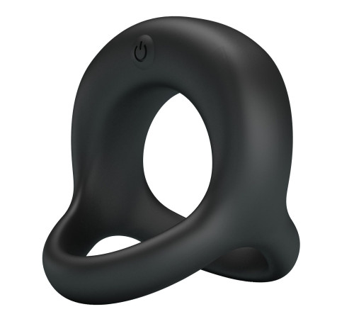 Черное виброкольцо на пенис и мошонку Elliott