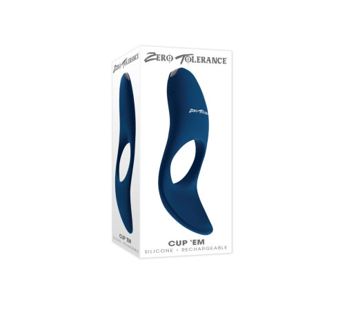 Синее эрекционное виброкольцо Cup ’Em