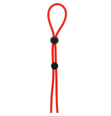 Красное лассо на пенис с двумя бусинами STRETCHY LASSO CAGE