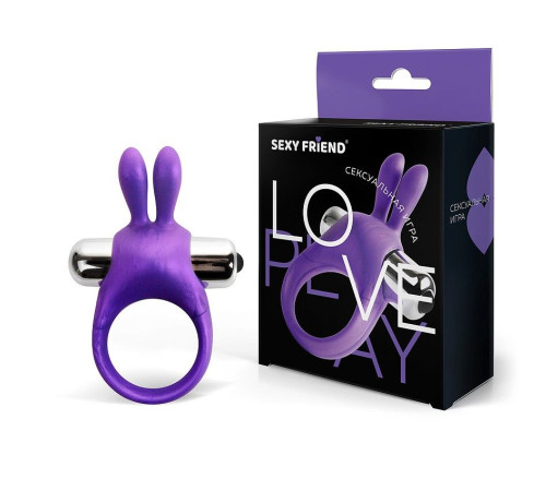 Фиолетовое эрекционное виброкольцо с ушками