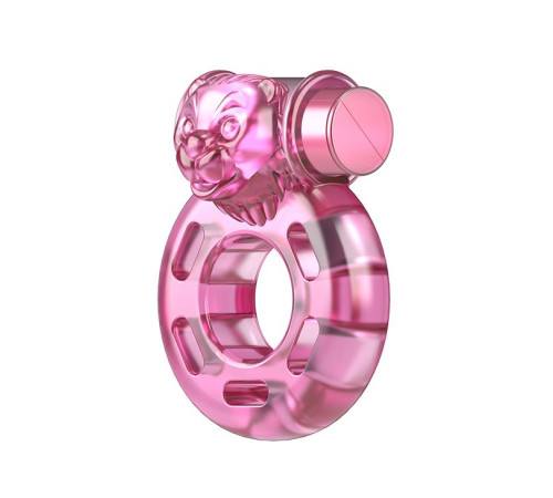 Розовое эрекционное кольцо с вибрацией Pink Bear