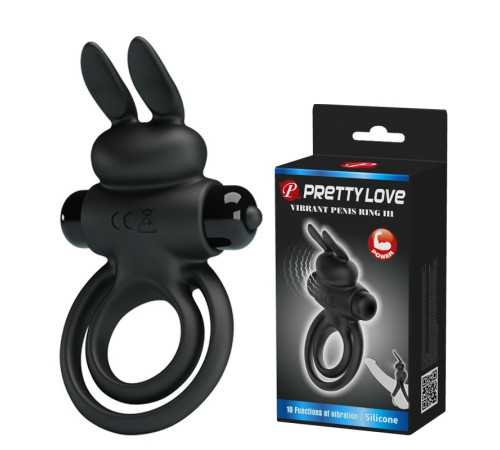 Черное эрекционное кольцо с вибростимуляцией клитора Vibrant Penis Ring III