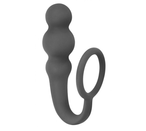 Серое эрекционное кольцо Legend с анальным стимулятором