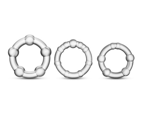 Заказать Набор из 3 прозрачных эрекционных колец Stay Hard Beaded Cockrings