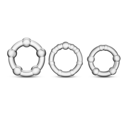 Набор из 3 прозрачных эрекционных колец Stay Hard Beaded Cockrings