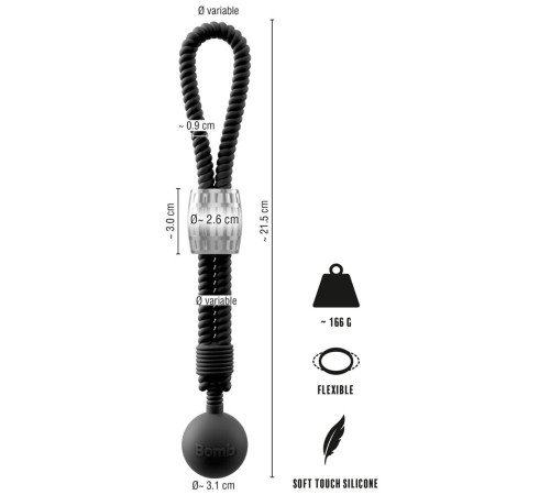Черное эрекционное лассо с шариком-утяжелителем Heavy Rope Черное эрекционное лассо с шариком-утяжелителем Heavy Rope