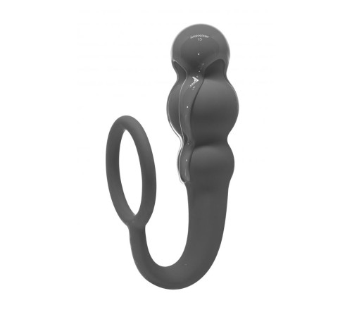 Серое эрекционное кольцо Legend с анальным стимулятором