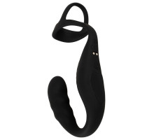 Черное эрекционное кольцо со стимуляцией промежности и анальной пробкой Cock Ring with RC Prostate Plug