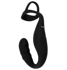 Черное эрекционное кольцо со стимуляцией промежности и анальной пробкой Cock Ring with RC Prostate Plug